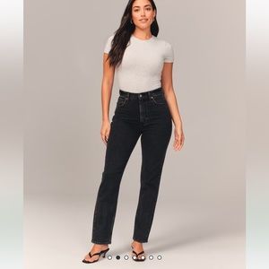 Abercrombie & Fitch Curve Love Ultra High Rise Ankle Straight Jean